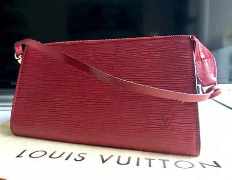 louis vuitton red epi pochette|Louis Vuitton epi leather tote.